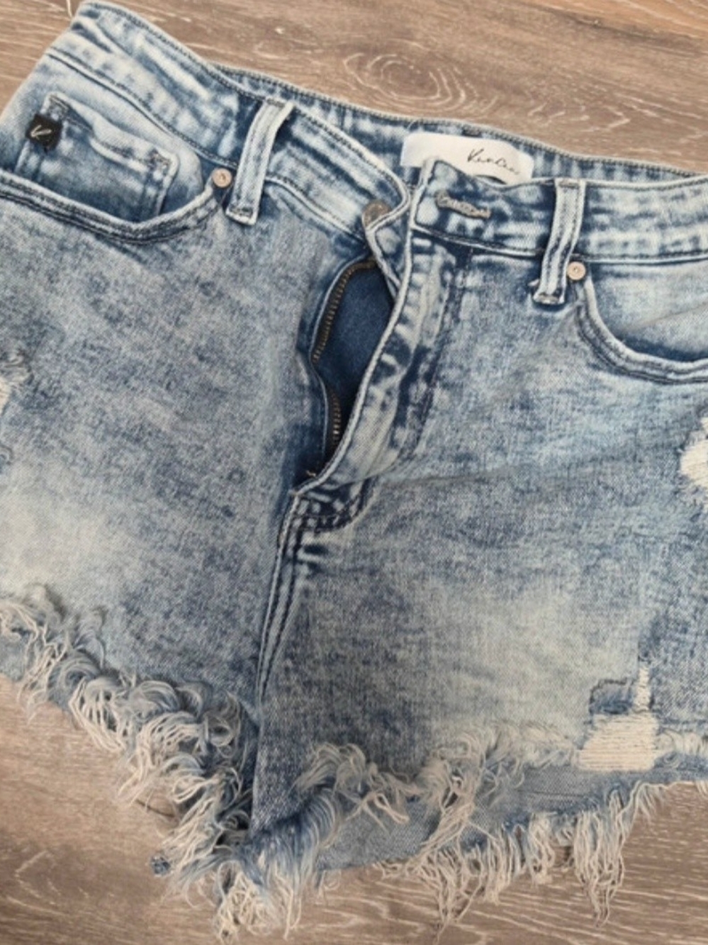 KanCan Light Blue Distressed Frayed Denim Shorts